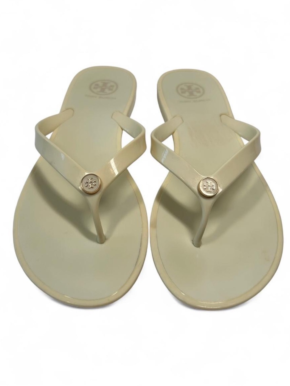 Tory Burch Studded Jelly Thong Sandals in the shade "New Ivory". Size 8